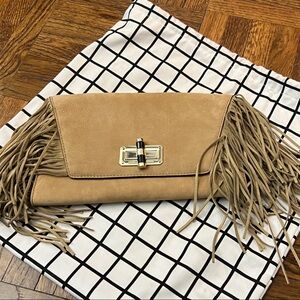 Diane Von Furstenberg Tan Fringe Clutch
